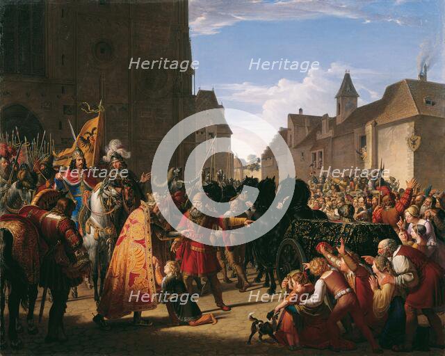 King Premysl Ottokar's son Wenceslaus asks Rudolf of Hapsburg for the body of his father, 1826. Creator: Petter, Anton (1781-1858).
