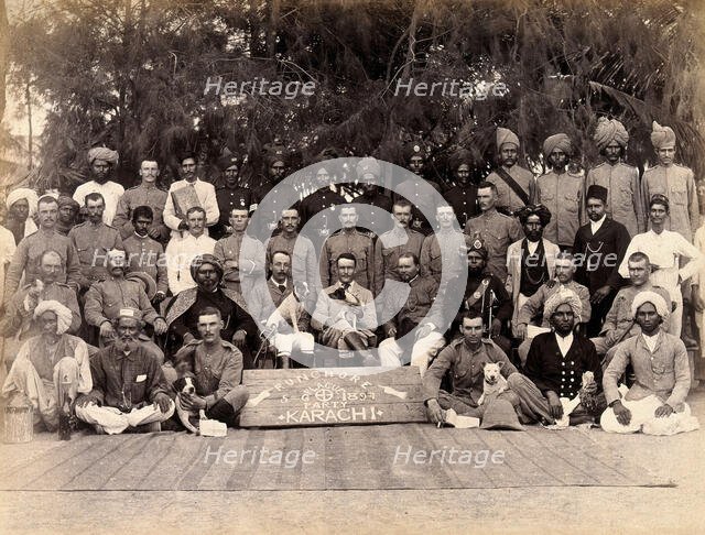 Staff of the Runchore segregation camp, set up by the Karachi Plague Committee, India, 1897. Creator: Unknown.