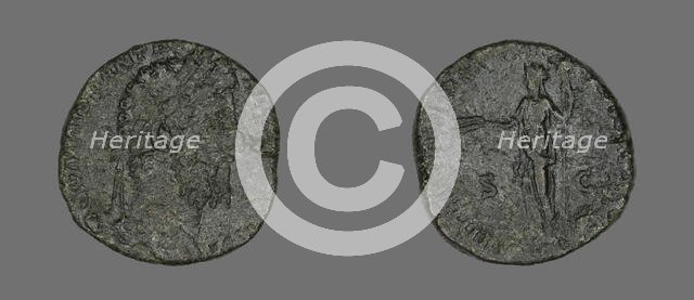 Sestertius (Coin) Portraying Marcus Aurelius or Lucius Verus, 161-180. Creator: Unknown.