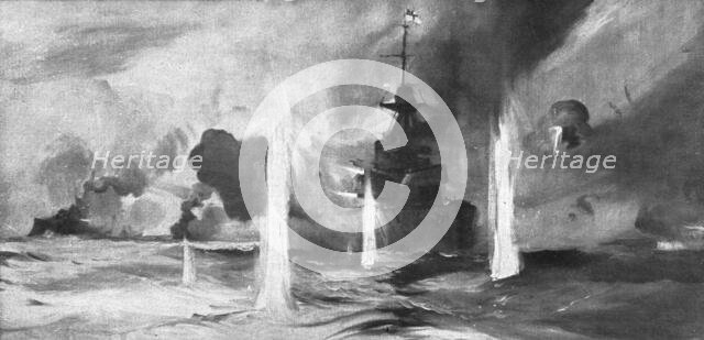 ''La bataille navale du Jutland; Le croiseur anglais Warspite au milieu de l'action', 1916 (1924) Creator: Montague Dawson.