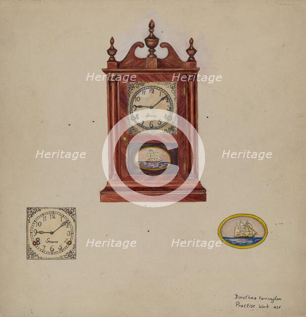 Clock, Antique, 1938. Creator: Dorothea A. Farrington.