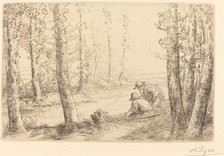 Rest along the Banks of the River (Repos au bord de la riviere). Creator: Alphonse Legros.