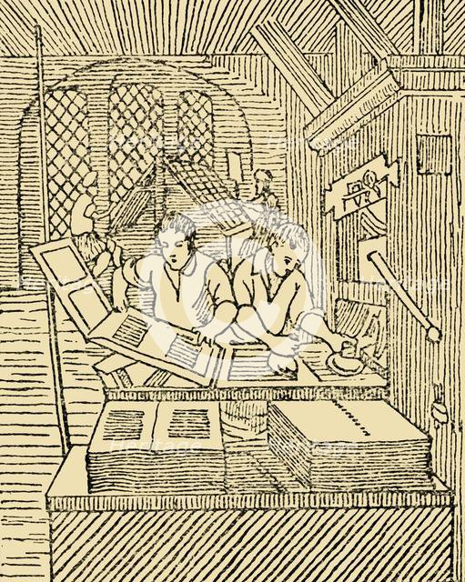 'An Early Printer's Office', c1930. Creator: Unknown.