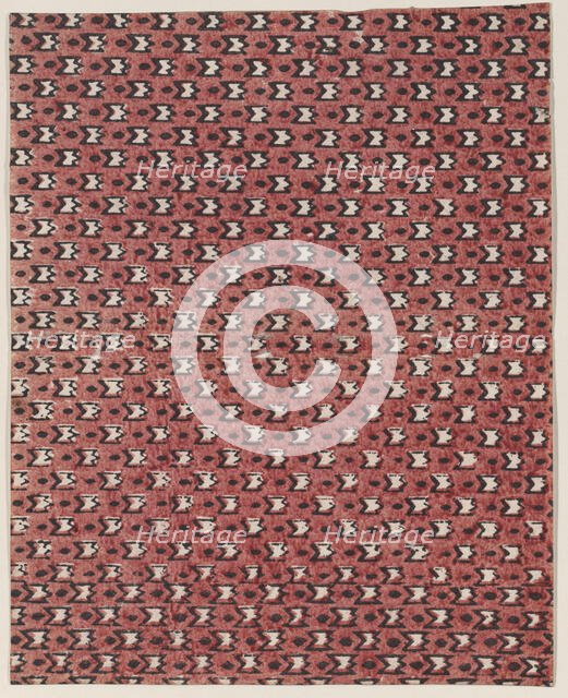 Sheet with overall red and black geometric pattern, 19th century. Creator: Anon.