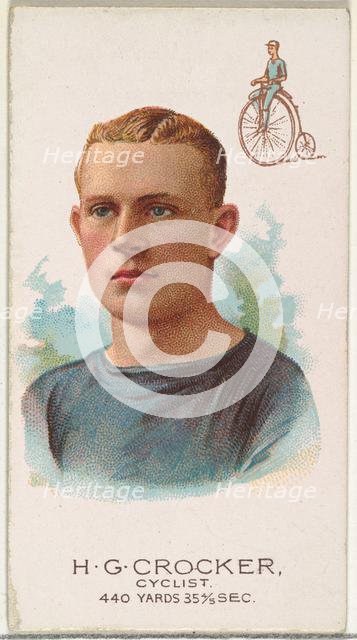 H.G. Crocker, Cyclist, from World's Champions, Series 2 (N29) for Allen & Ginter Cigarette..., 1888. Creator: Allen & Ginter.