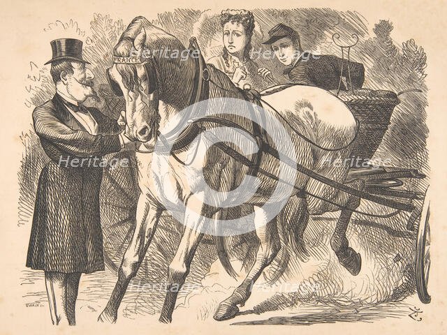 Easing the Curb (Punch, July 24, 1869), 1869. Creator: John Tenniel.