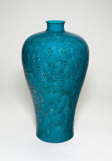 Bottle Vase (Meiping) with Dragons Rising from Waves, Qing dynasty, Yongzheng period (1723-1735). Creator: Unknown.