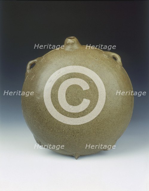 Tortoise-shaped flask with teadust glaze, Six Dynasties-early Tang dynasty, China, 6th-7th century. Artist: Unknown