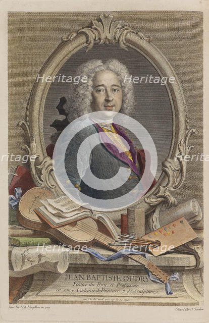 Portrait of Jean-Baptiste Oudry (1686-1755) , 1755. Creator: Tardieu, Jacques-Nicolas (1716-1791).