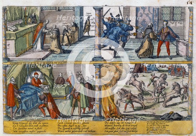 The assassination of Henry III of France, 1589. Artist: Unknown