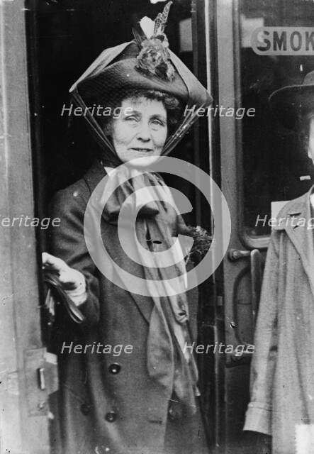 Mrs. Pankhurst in doorway, 1913. Creator: Bain News Service.