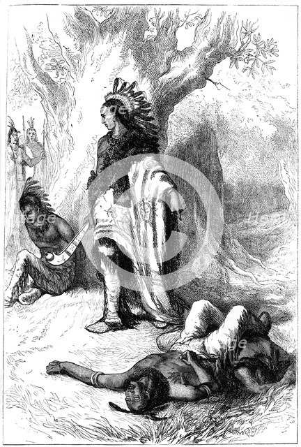 Uncas and Miantonomoh, 1643 (c1880). Artist: Unknown