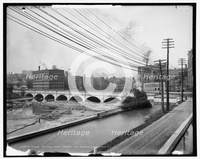 Where the Erie Canal crosses the Genesee, Rochester, N.Y., between 1900 and 1906. Creator: Unknown.