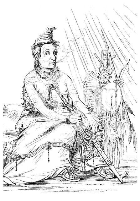 Portrait of 'Black Moccasin', Chief of the Minnetarees, 1841.Artist: Myers and Co