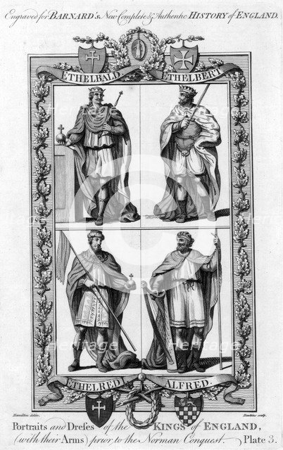 'Portraits and Dresses of the Kings of England...', c1783.Artist: Hawkins