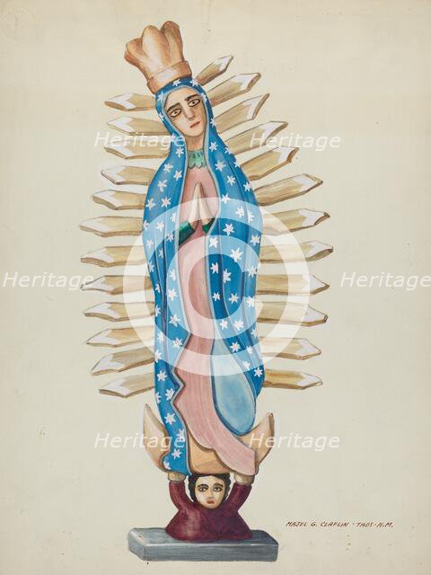 Guadalupe Wood Santo or Bulto, c. 1937. Creator: Majel G. Claflin.