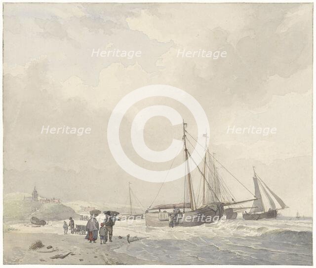 View of the beach at Scheveningen, 1805-1860. Creator: Hendrik van de Sande Bakhuyzen.