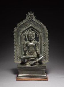 Shrine with a Seated Male Deity, 1300s-1400s. Creator: Unknown.