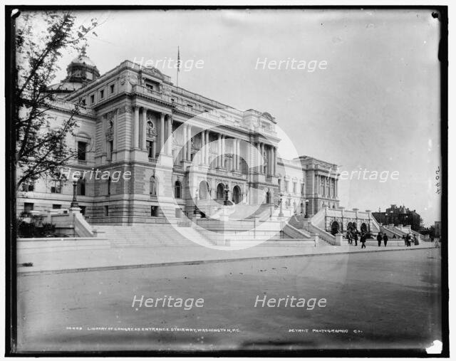 Library of Congress, entrance stairway, Washington, D.C., between 1880 and 1897. Creator: William H. Jackson.