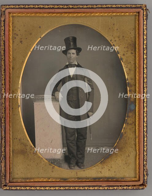 Untitled (Portrait of a Standing Man with a Top Hat), 1857. Creator: Unknown.