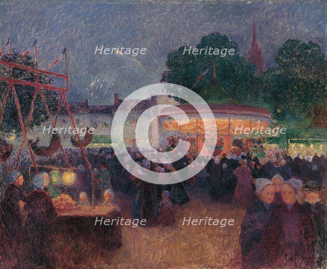 Night Fair at Saint-Pol-de-Léon. Artist: Puigaudeau, Ferdinand Loyen du (1864-1930)