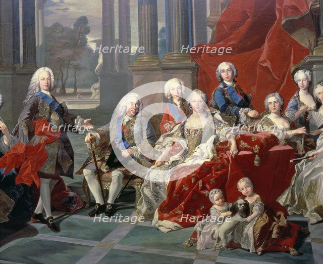 Detail 'The Family of Philip V', oil, appearing the king, his second wife Elizabeth Farnese and t…