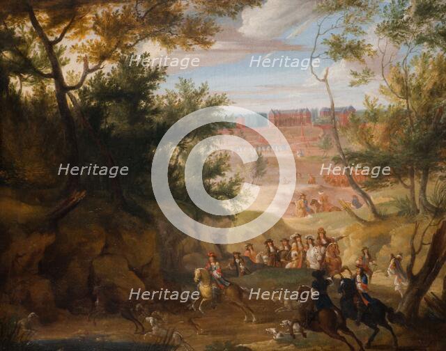 View Of Versailles With Louis XIV And Huntsmen, 1700. Creator: Adam Frans van der Meulen.