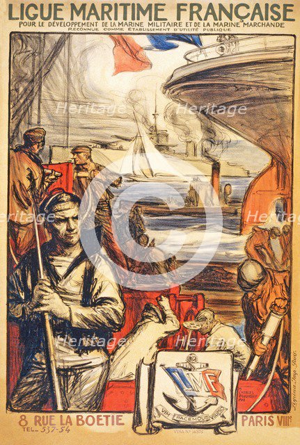 Poster to raise awareness of 'Ligue Maritime Franciase, 1918.
