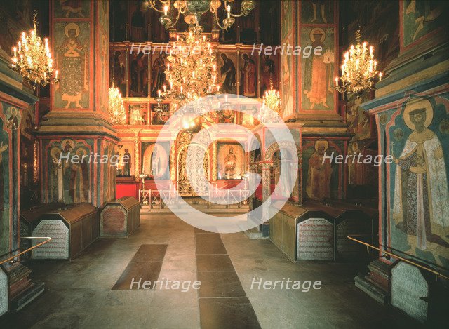 Interior of the Archangel Michael Cathedral in the Moscow Kremlin, 1679-1681. Artist: Old Russian Architecture  