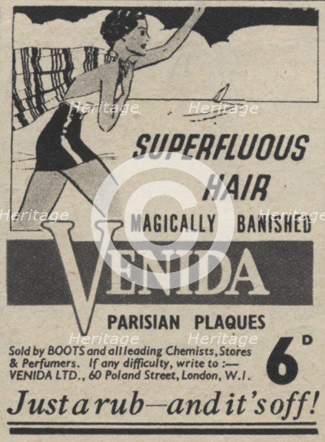 Venida Parisian Plaques superfluous hair remover, 1939. Artist: Unknown