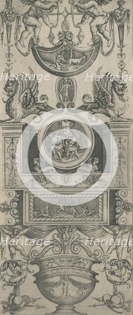 Ornament Panel, dated 1521. Creator: Attributed to Agostino Veneziano.