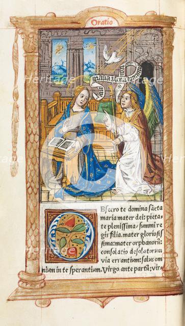 Printed Book of Hours (Use of Rome): fol. 60v, The Annunciation, 1510. Creator: Guillaume Le Rouge (French, Paris, active 1493-1517).