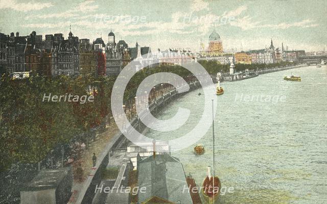 The Thames Embankment, London, c1915. Creator: Unknown.