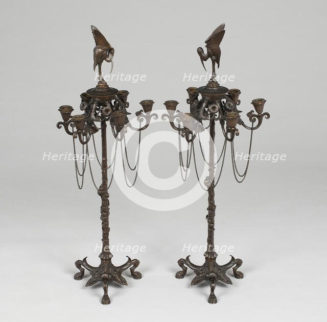 Pair of Candelabra, France, c. 1880. Creator: Auguste-Nicolas Cain.