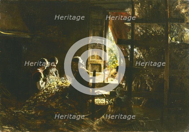 La raccolta dei bozzoli (Collecting the cocoons), 1882-1883. Creator: Segantini, Giovanni (1858-1899).