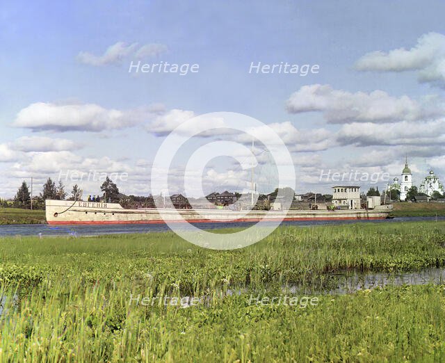 Tank barge of the Nobel brothers [Russian Empire], 1909. Creator: Sergey Mikhaylovich Prokudin-Gorsky.