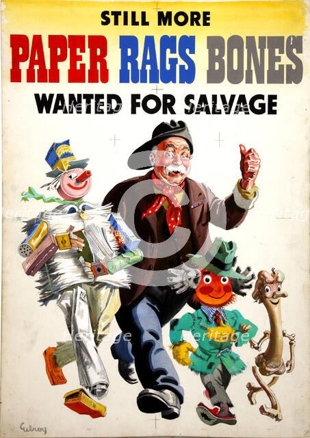 'Still More Paper, Rags And Bones Wanted for Salvage', World War II poster, c1939-c1945. Creator: John Gilroy.