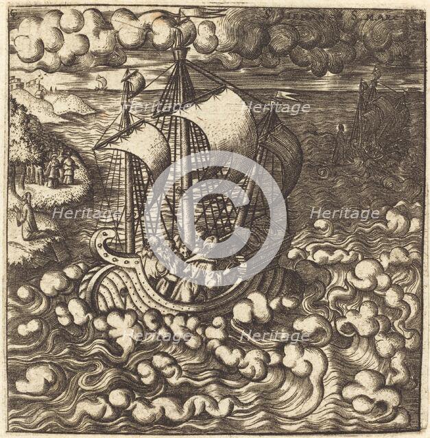 Christ Praying while His Disciples are in a Boat on a Windy Sea, probably c. 1576/1580. Creator: Leonard Gaultier.