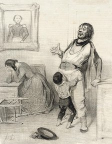 Est-il permis de revenir de Bercy dans un état pareil.., 1843. Creator: Honore Daumier.