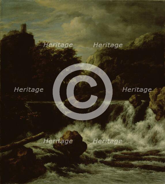 Mountainous Landscape with Waterfall, 1650-1682. Creator: Jacob van Ruisdael.
