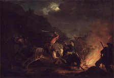 Skirmish at Night between Norwegian and Swedish Cavalry, 1818-1824. Creator: Christian Frederik Carl Holm.