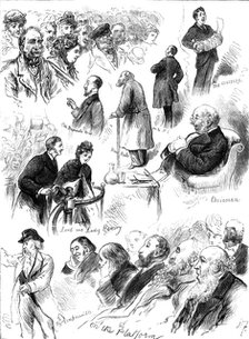 Sketches at the Liverpool Election: a ward meeting, 1880. Creator: Unknown.