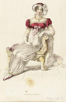 Fashion Plate (Evening Dress), 1812. Creator: Rudolph Ackermann.
