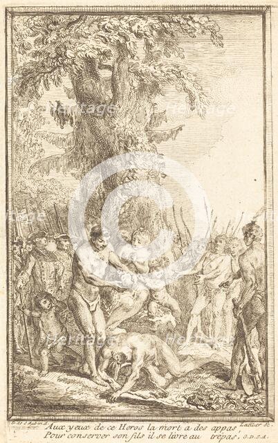 Heroic Act of a Father Who Sacrifices for His Son (Trait heroique d'un pere qui se sacrifie...), 176 Creator: Gabriel de Saint-Aubin.