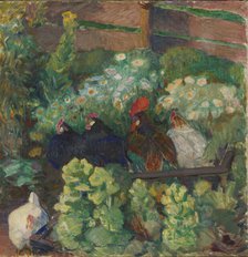 Fowls in Autumn Sun, 1906. Creator: Bernhard Folkestad.