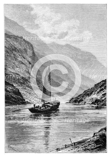 The Upper Yangtze river, China, 1895.Artist: Charles Barbant