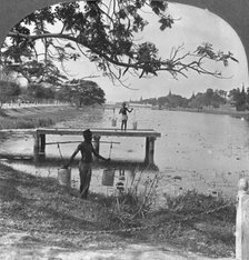 West side of the Fort, showing the moat, Mandalay, Burma, 1908. Artist: Stereo Travel Co