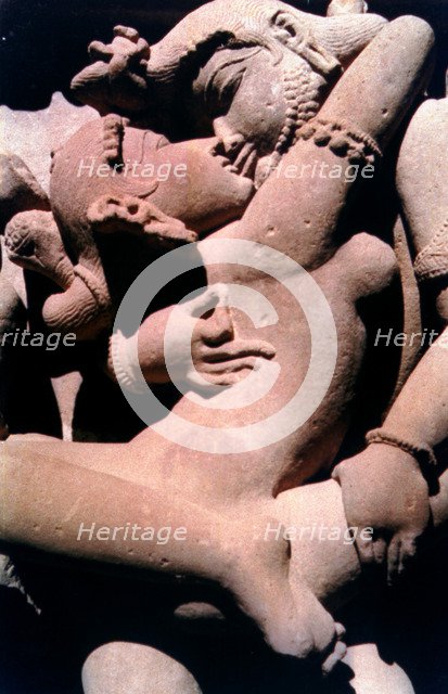 Erotic Sculpture, Hindu Temple, Khajuraho, India, 950 - 1050. Artist: Unknown