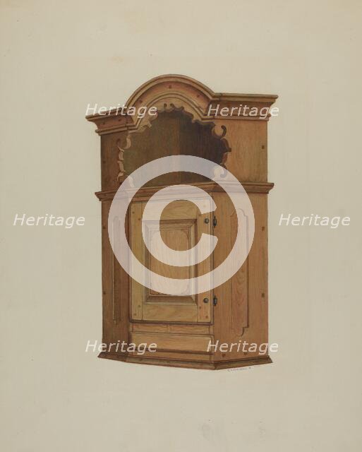 Pa. German Wall Corner Cupboard, 1938. Creator: Austin L. Davison.