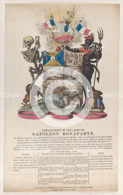 Explanation of the Arms of Napoleon Bonaparte, April 1814., April 1814. Creator: Thomas Rowlandson.